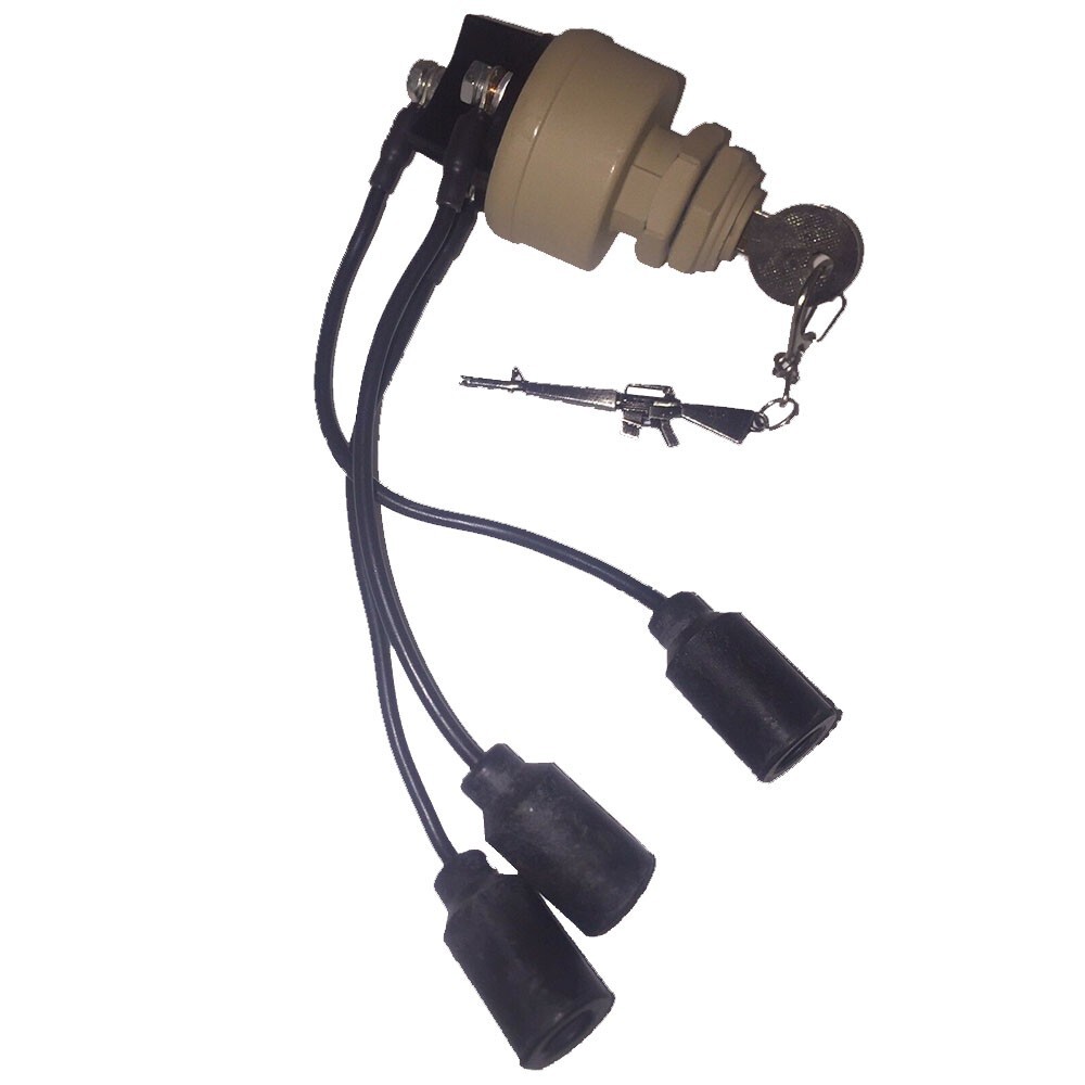 Tan Keyed Ignition Switch +M16 Key Chain Plug Play, fits Military Humvee M998