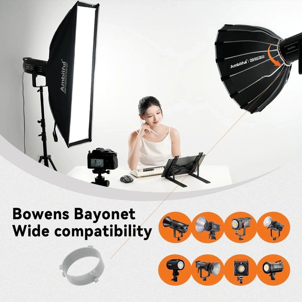 Quick Release Parabolic Softbox 23.6'' - Bowens Mount Hexadecagon with Grid