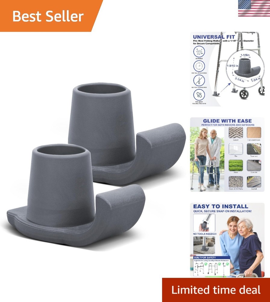 Durable Walker Ski Glides for Seniors - Universal Fit 2-Pack for Smooth Mobility