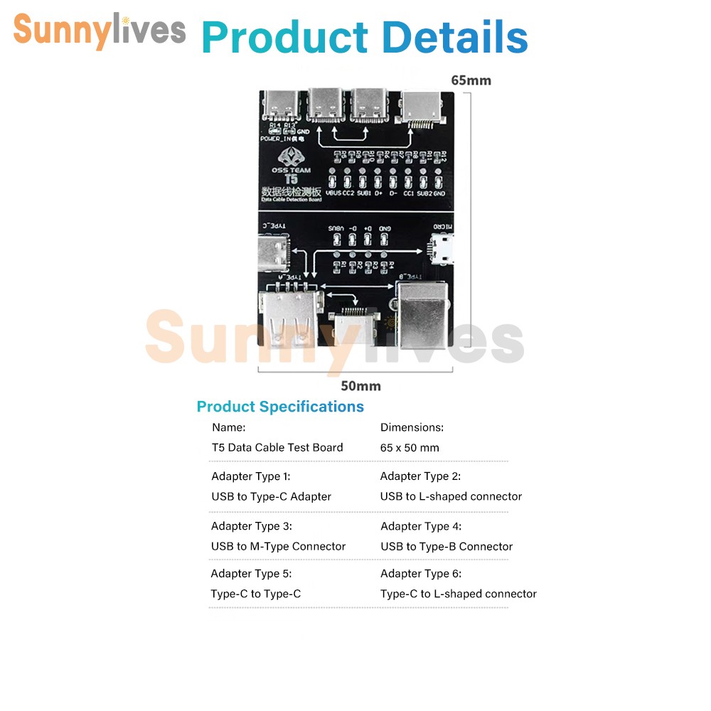 T5 Multifunctional Interface Cable Detection Module Data Cable abnormal testing