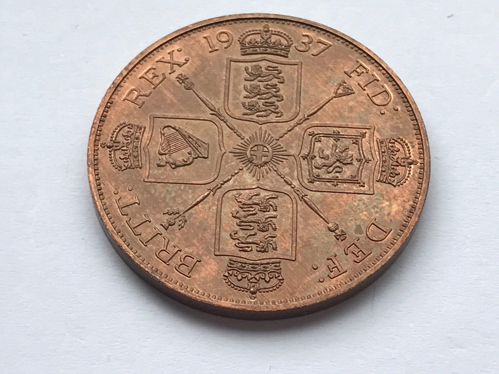 1937 EDWARD VIII COPPER PROOF RETRO FANTASY PATTERN DOUBLE FLORIN