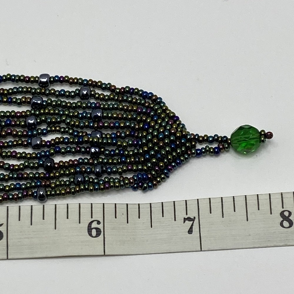 Dark Multi Colored Metallic Seed Bead Multi Strand Bracelet