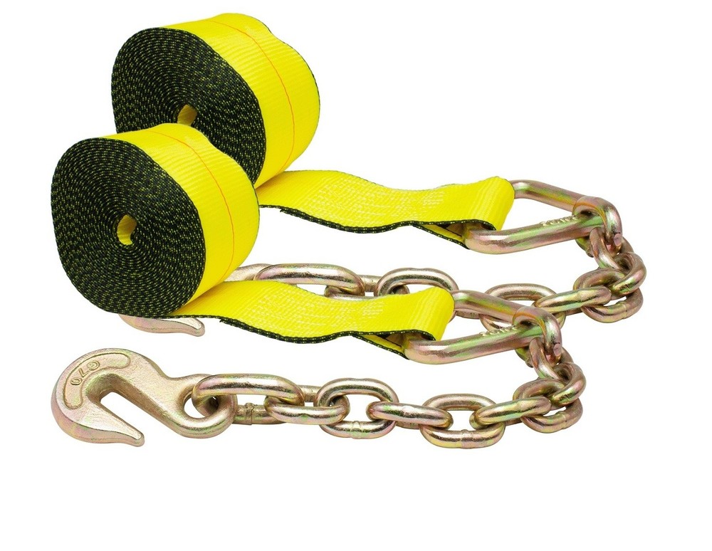 (2 Pack) 4 in. x 40 ft. Winch Strap with Chain Anchor