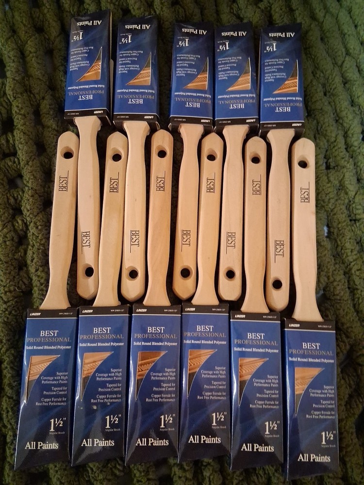 12 EA - LINZER 1 1/2" OVAL BEST PROFESSIONAL ANGLE SASH PAINT BRUSHES