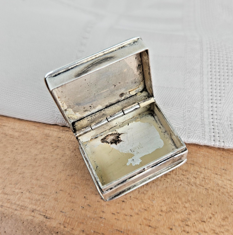 Vintage Sterling Silver 950 Volupte USA Monogram JFK Rectangular Hinged Pill Box