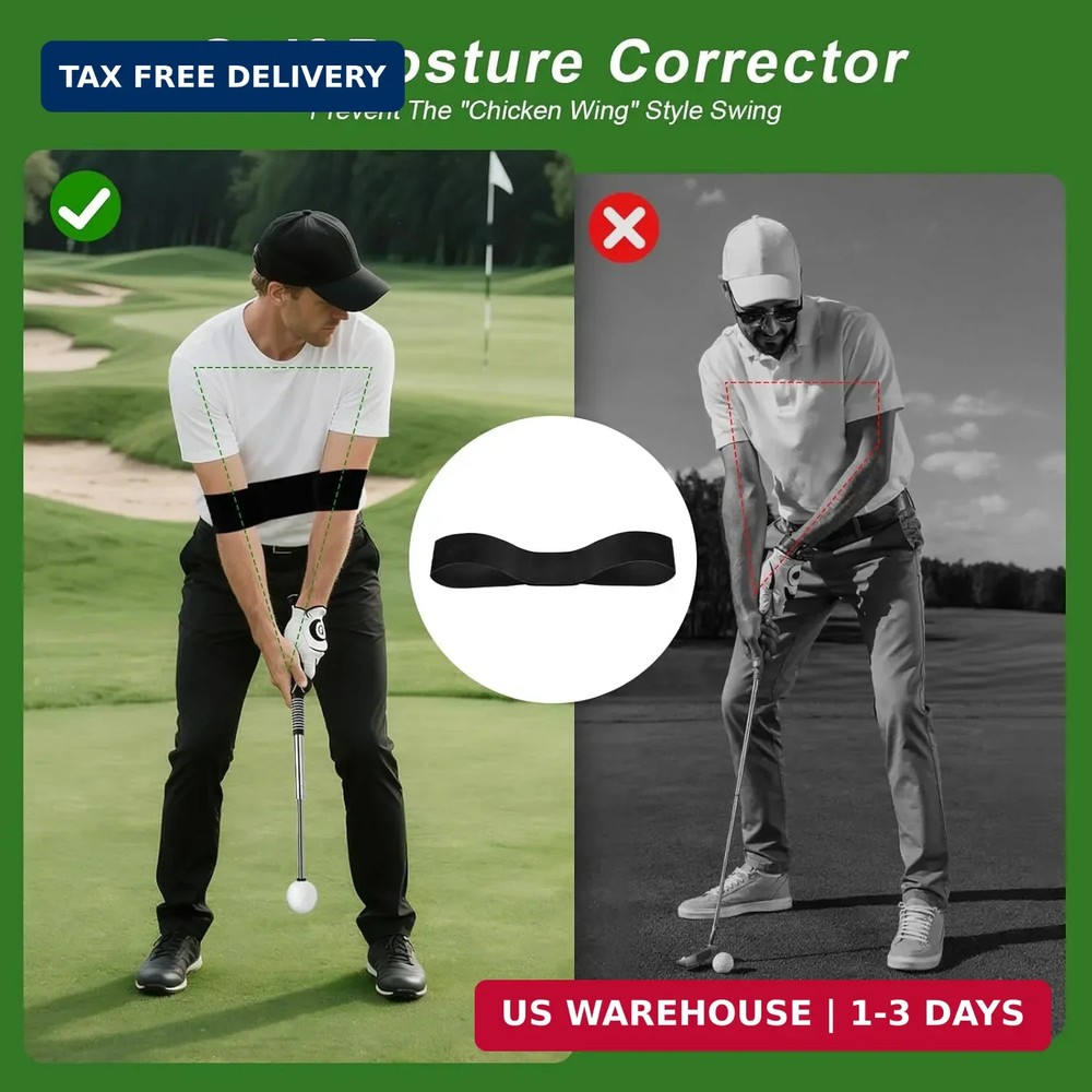 Retractable Golf Swing Trainer with Click Sound & Posture Correction Arm Band, G