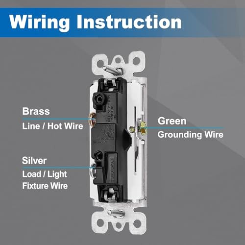 Pack Decorator Wall Light Switch, 15A 120/277V, Paddle Light Single Pole 10