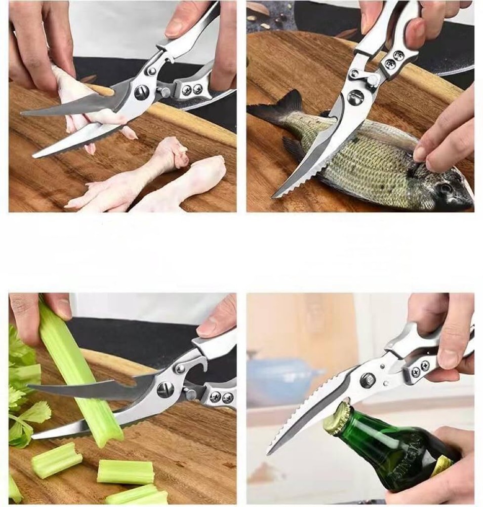 Heavy Duty Stainless Steel Bone-Cut Scissors Multipurpose Kitchen Scissors Pr...