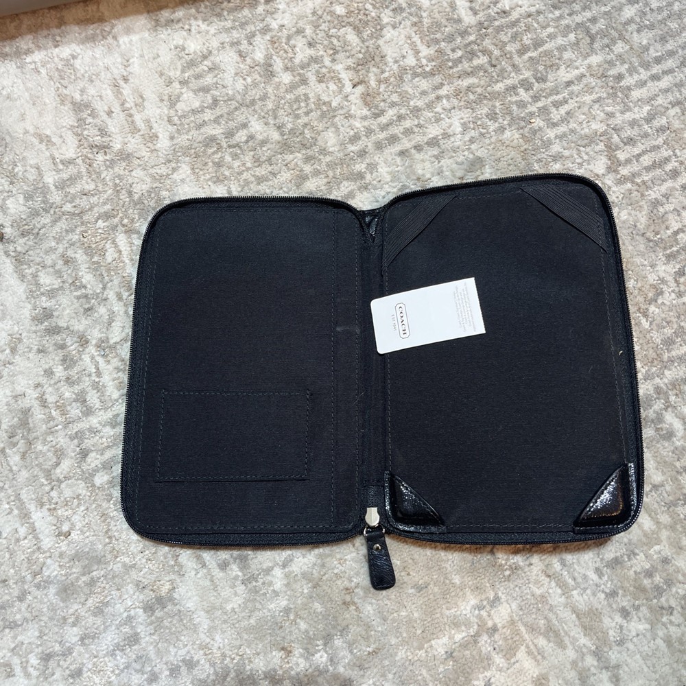 Coach Signature Pattern EReader/tablet case in Black and Gray , 6x9”
