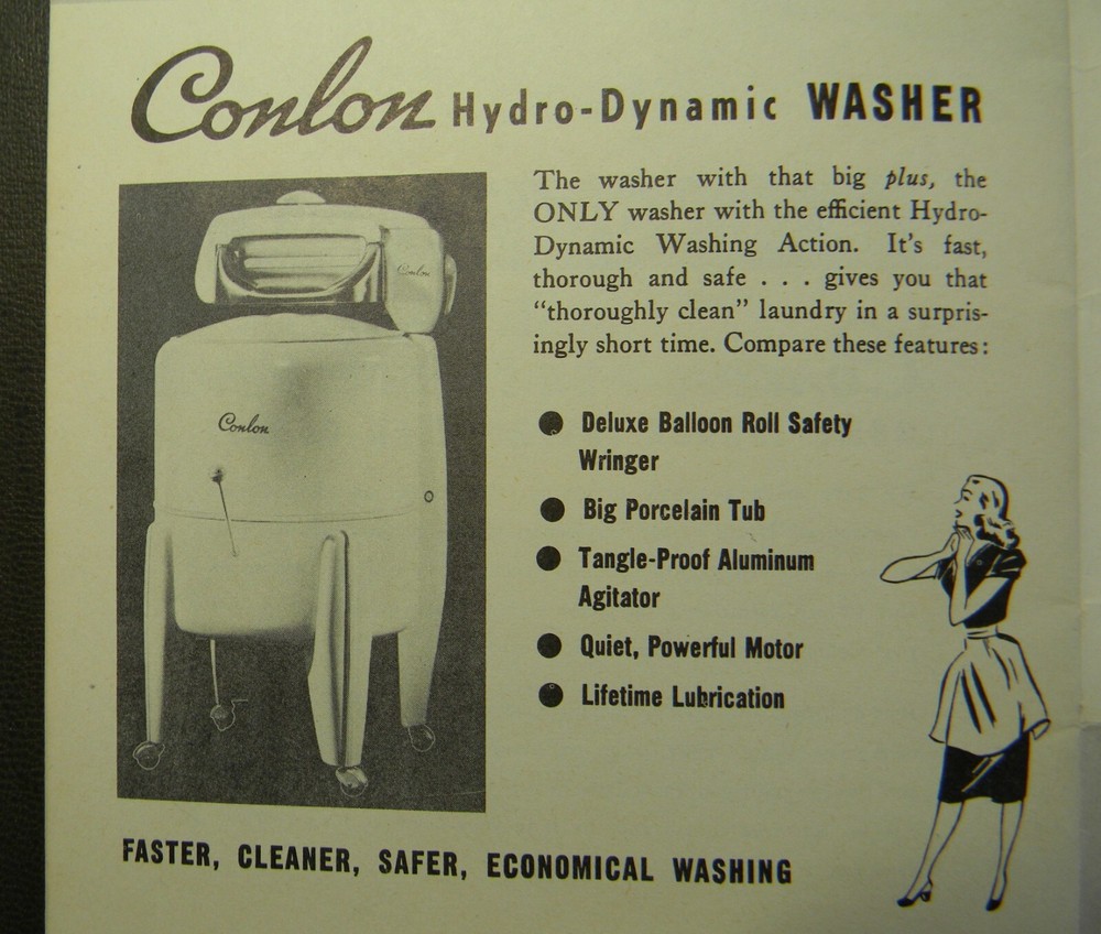 1950? Conlon Automatic Ironer Instruction Manual "Even a Child" Can Use It