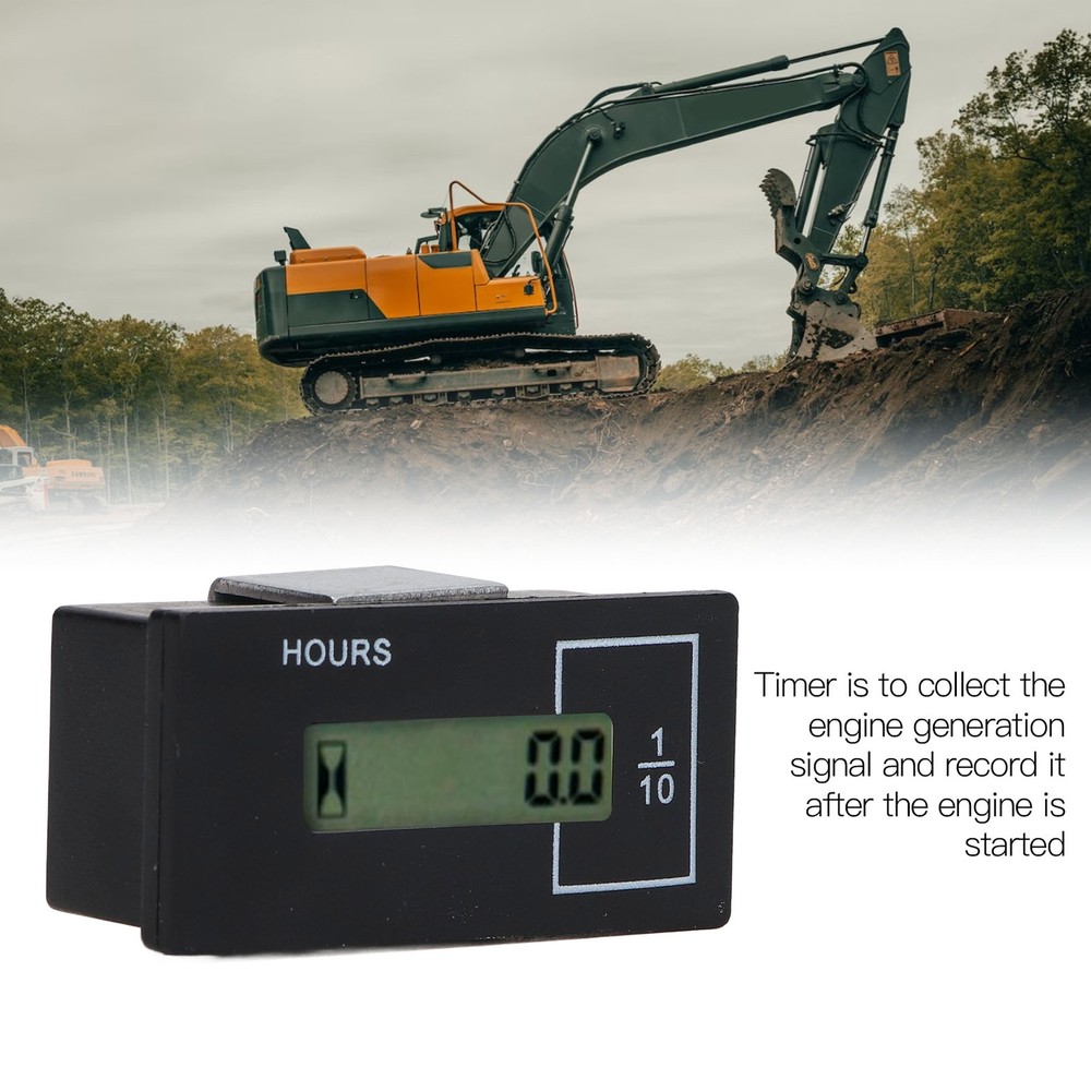 Excavator Hour Meter LCD Display Universal Built In Chip Multiple Uses Elect CST