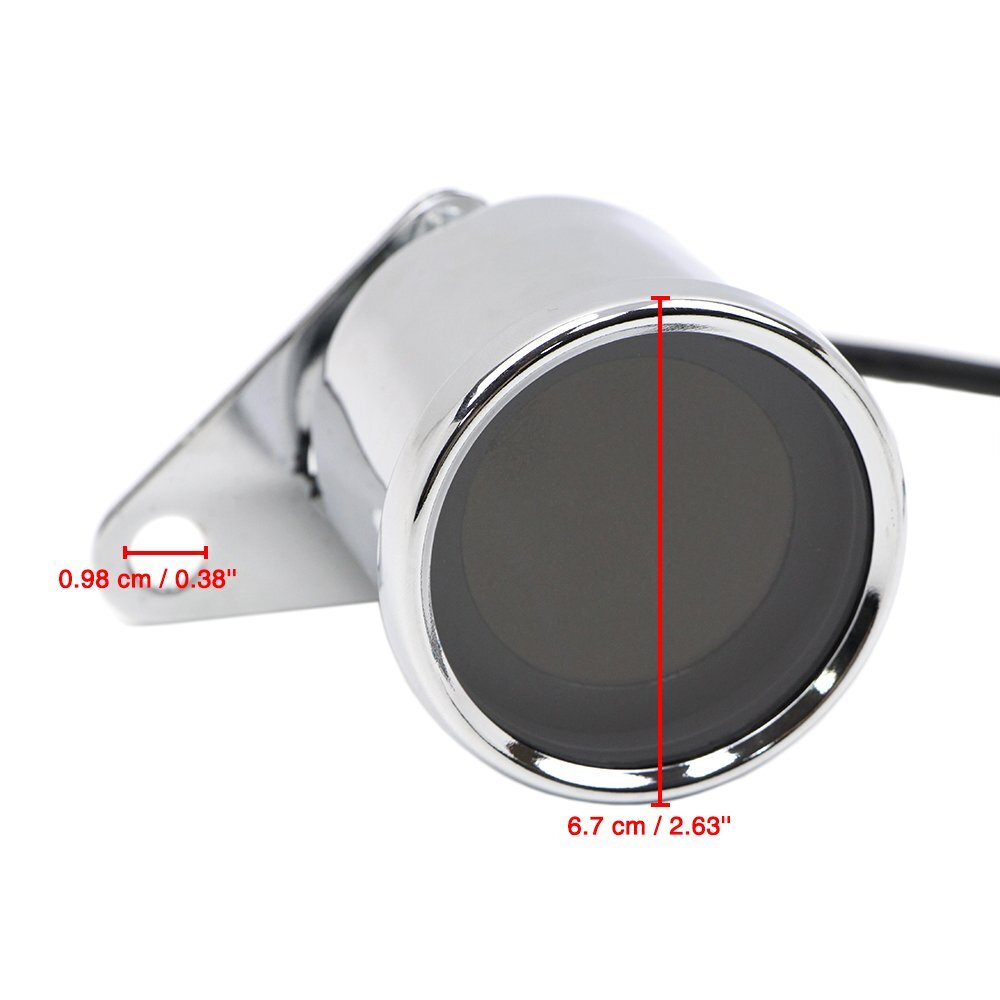 LCD Digital Motorcycle Gauge Universal Speedometer Tachometer Odometer Chrome