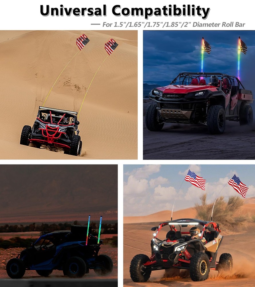 VAZESWIN UTV Whip Light Mount, Solid Aluminium Alloy Flag Black