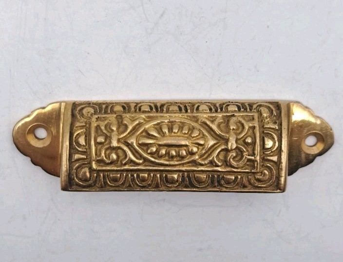 Antique Reproduction Bin Pull Drawer Pull Handle Cast Brass Hardware