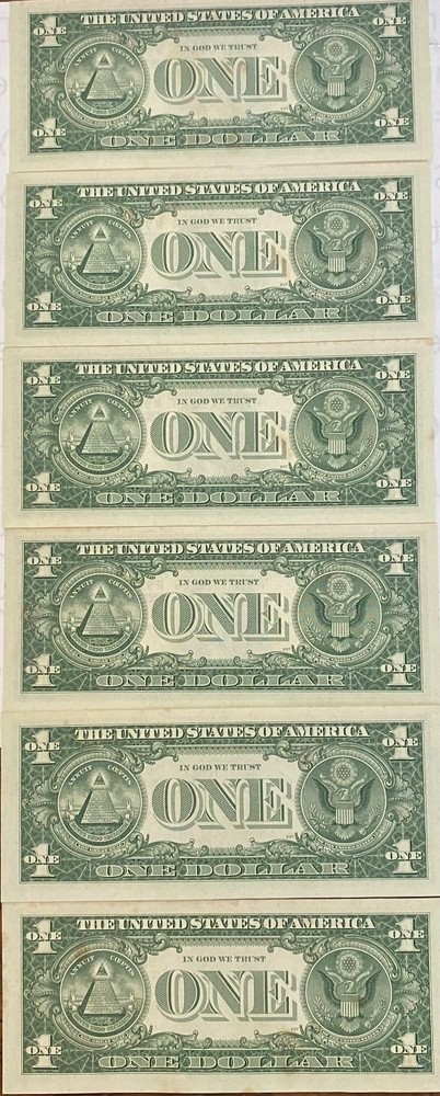 1957 A (6) consecutive numbered certificate notes