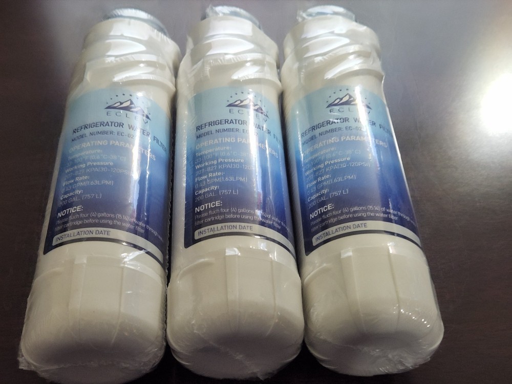 3-Pack ECLEY Refrigerator Water Filter EC-02 Filter 2 New Sealed
