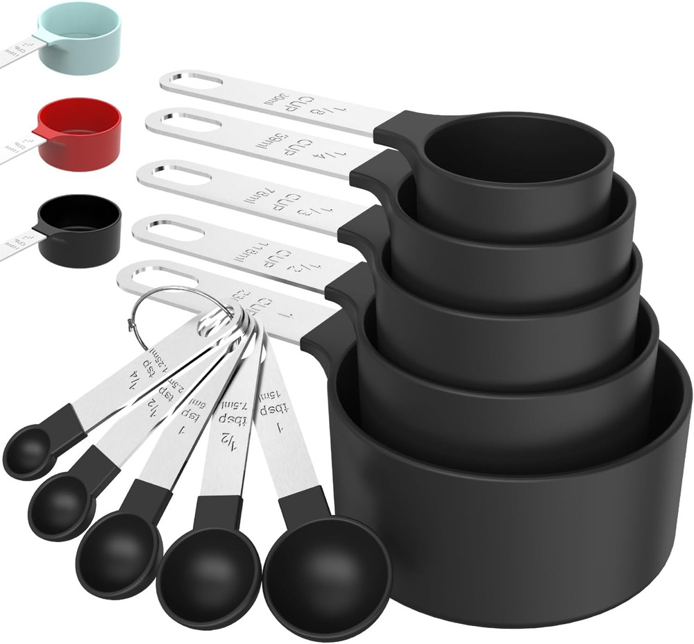 Measuring Cups & Spoons Set, Stackable Cups and Spoons, Nesting Measure Cups wit