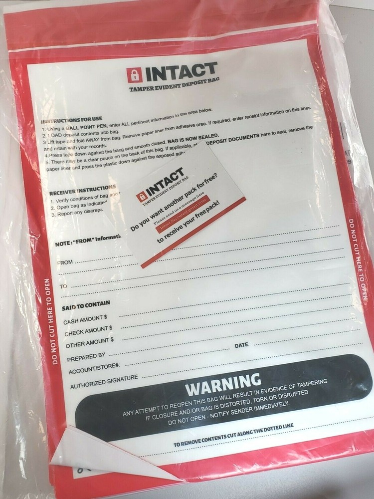 105 Pack - INTACT Tamper Evident Deposit Bag