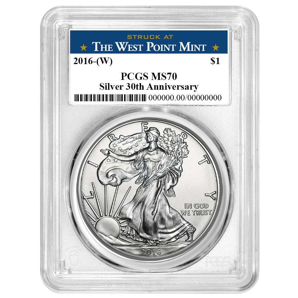 2016 (W) $1 1-oz American Silver Eagle PCGS MS70 West Point Label