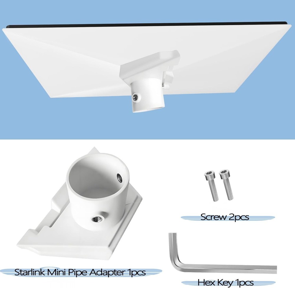 Starlink Mini Pipe Adapter, Pole Mount, for White