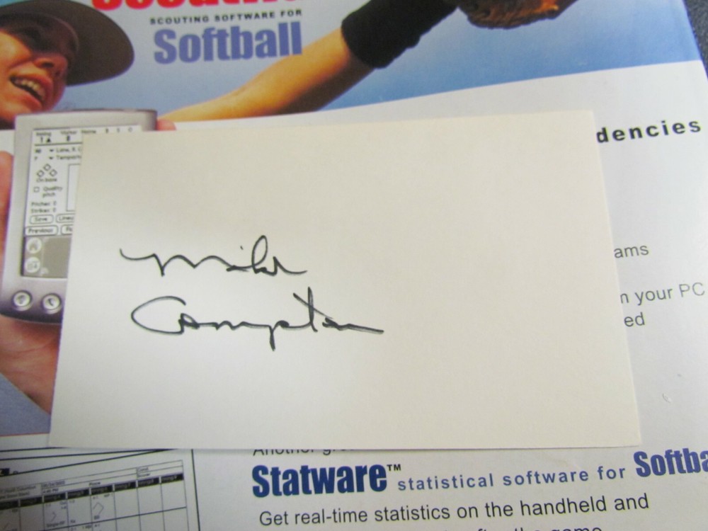 Mike Compton autographed index card