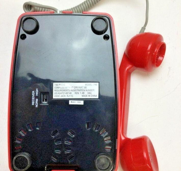 Red 1960's Styled #746 Design Classic Phone Push Button Dial