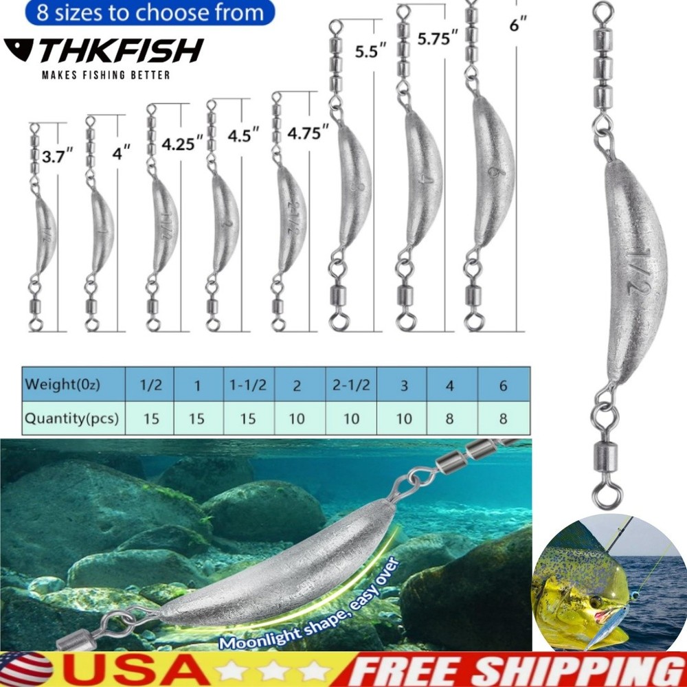 Fishing Weights Sinker Crescent Sinker Fish Weights Kit Inline Trolling Sinkers