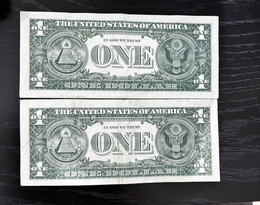 2 NOTES - 1957 A & 1957 B - $1 Silver Certificates - BOTH NICE, 1 OFF CENTER
