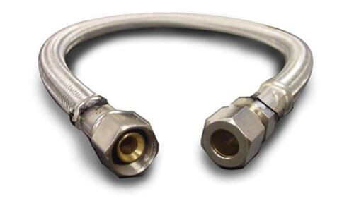 Faucet Connector, Stainless Steel, 3/8 Compression x 3/8 Compression x 20-In.