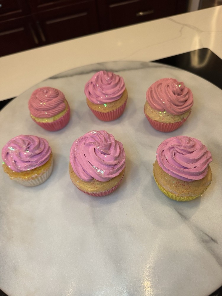 Long 6 Pink Artificial  Desserts Simulation Realistic Cupcakes