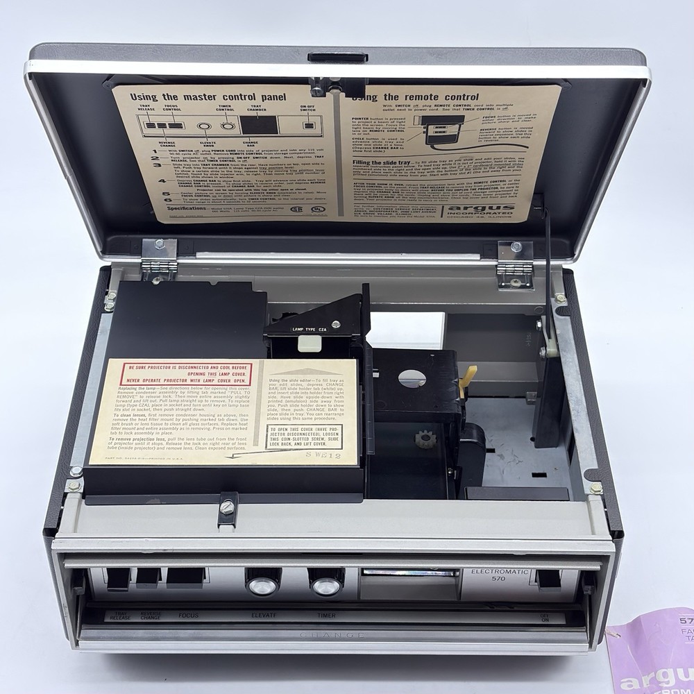 Rare Vintage Argus Electromatic 570 Zoom Automatic Slide Projector Needs Bulb