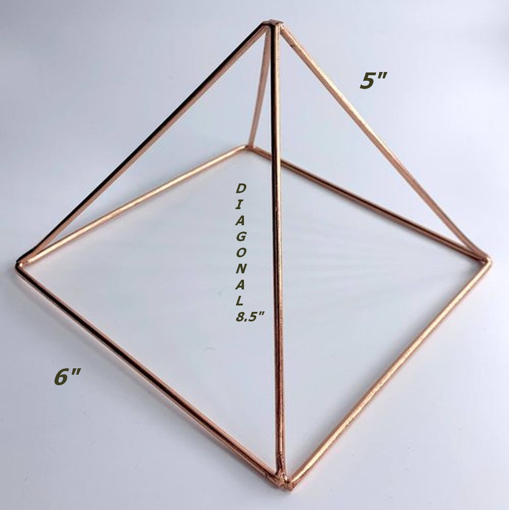 Copper PYRAMID, 8.5" Solid Copper Pyramid With Sri Yantra Mat and Merkaba