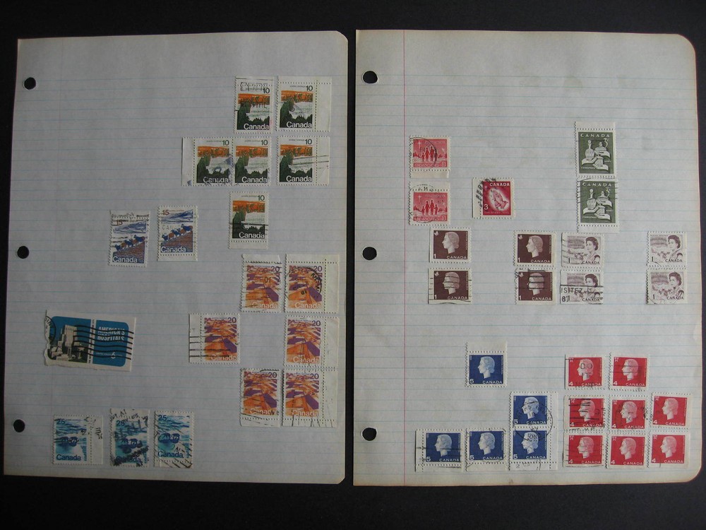 Canada 385 used stamps creating partial, full surrounds, interesting group!