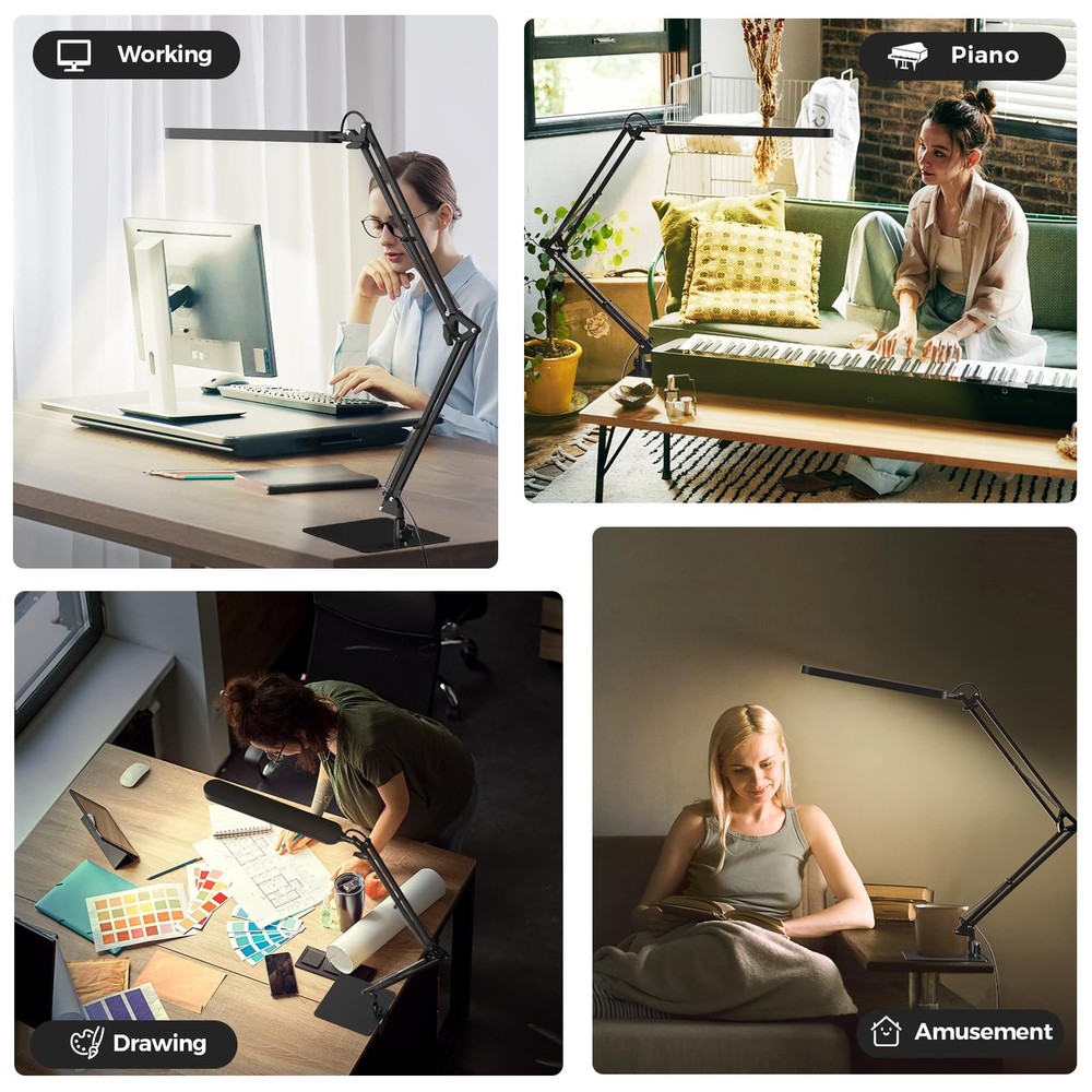 Dimmable LED Desk Lamp with Timer, Eye Protection & Memory Function, 1300LM
