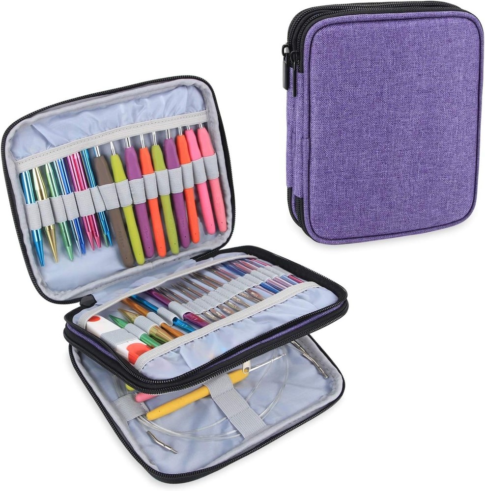 Organizer Case for Interchangeable Circular Knitting Needles, Crochet Hooks a...