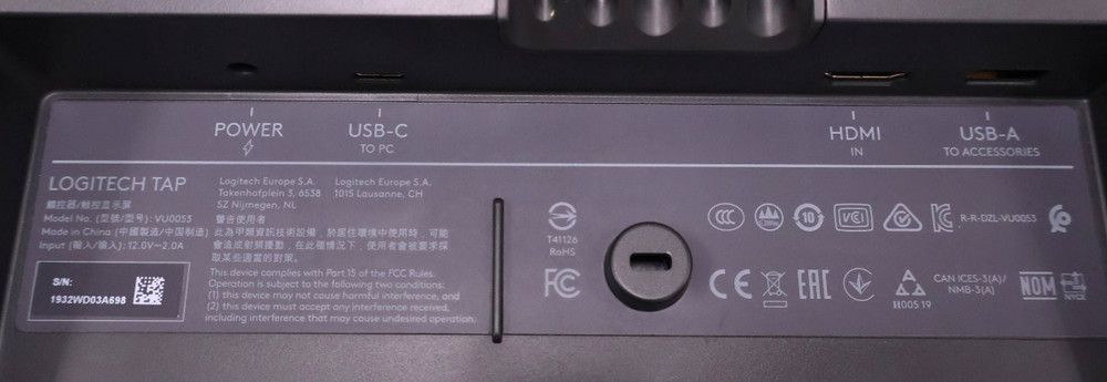 Logitech Tap VU0053 Video Conferencing Device Touchscreen Controller Panel