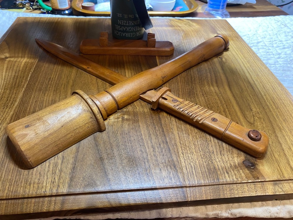 Custom built wooden firearm display for Luger