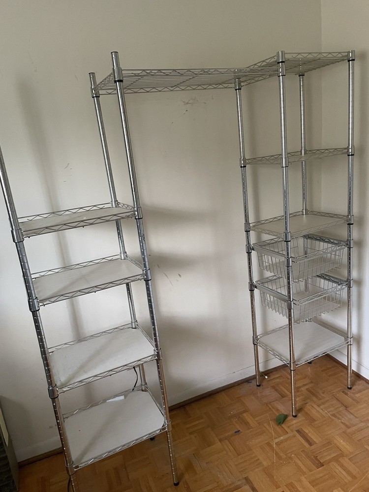 Metal Adjustable Stackable Freestanding Silver 8-Shelf Corner Storage Unit