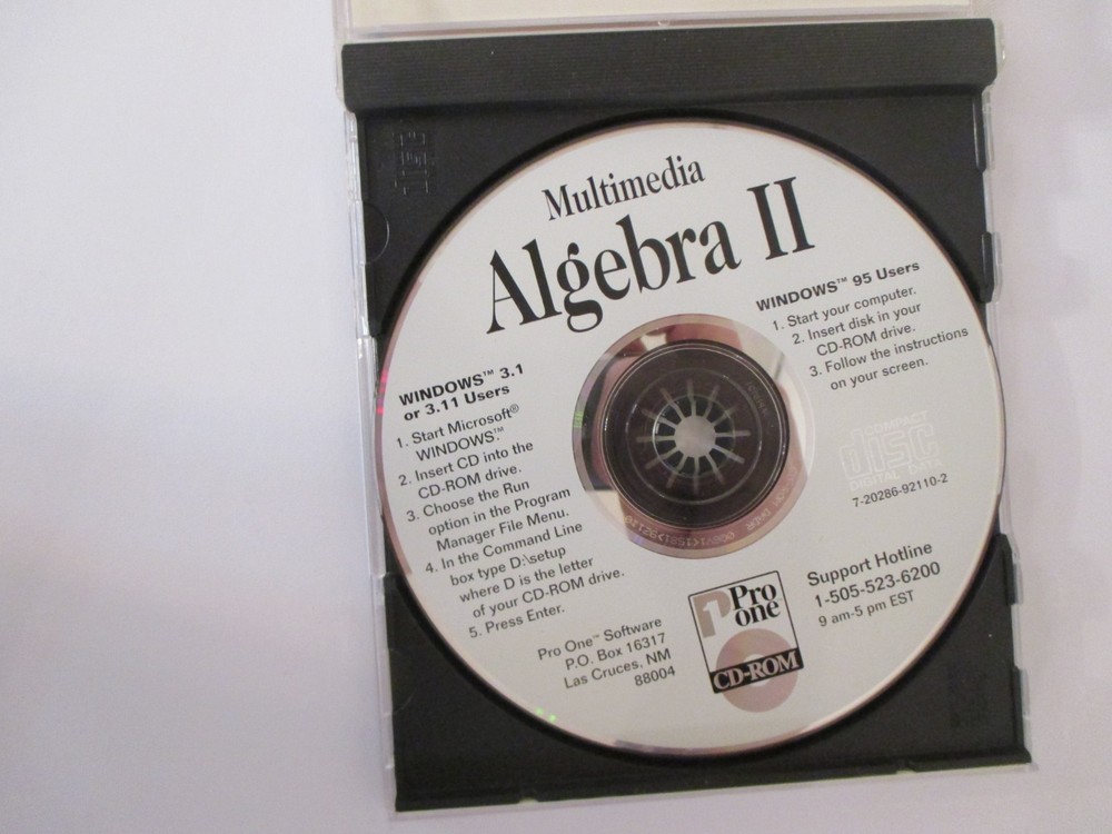 Multimedia Algebra II : New Sealed CD-ROM Pro One Software 1995