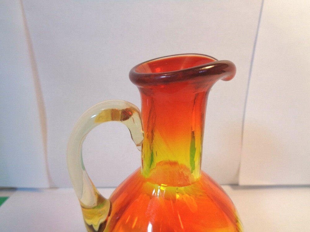 Studio Art Glass 5" Amberina Panel Optic Pitcher (Used/EUC)