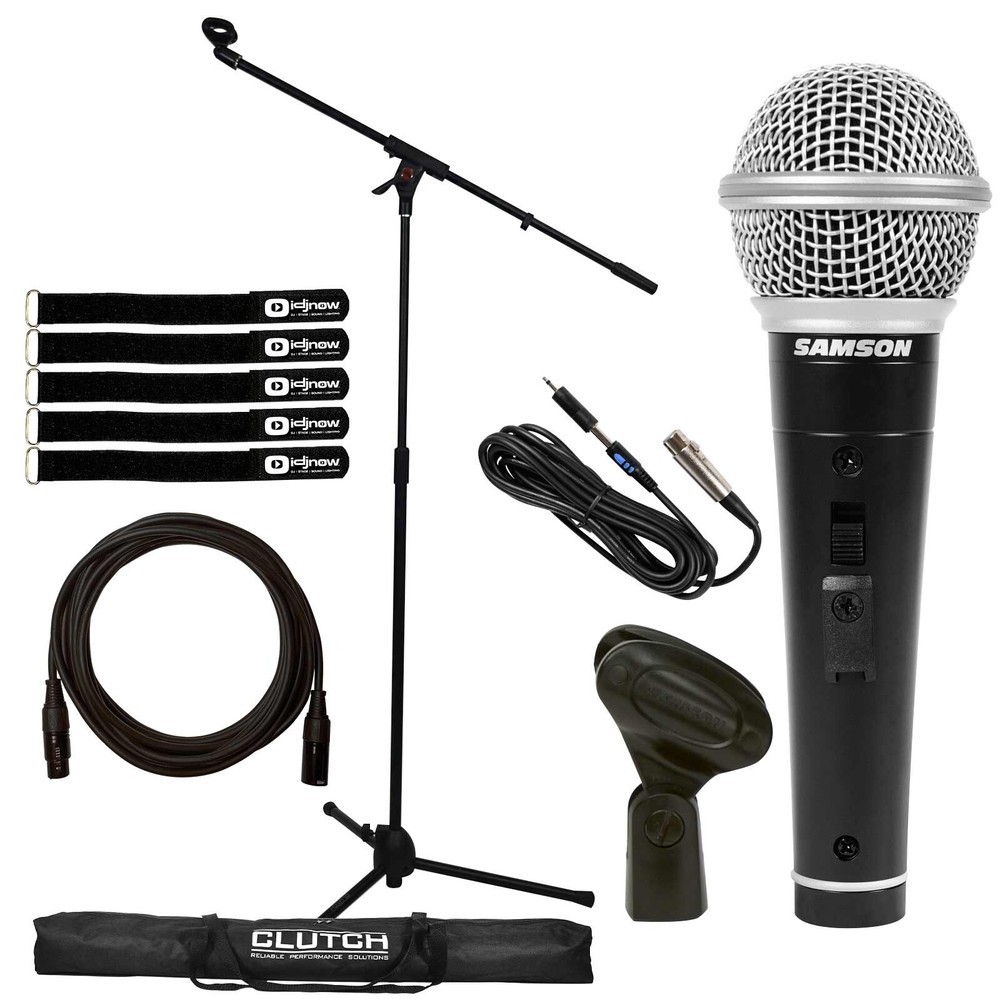 Handheld Dynamic Vocal Microphone w XLR 1/4" Cable Clip On/Off Switch & Stand
