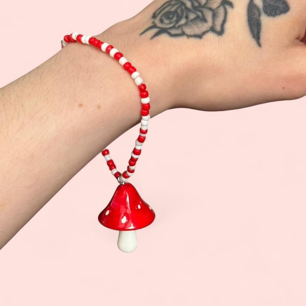 Mushroom Charm Beaded Accessory