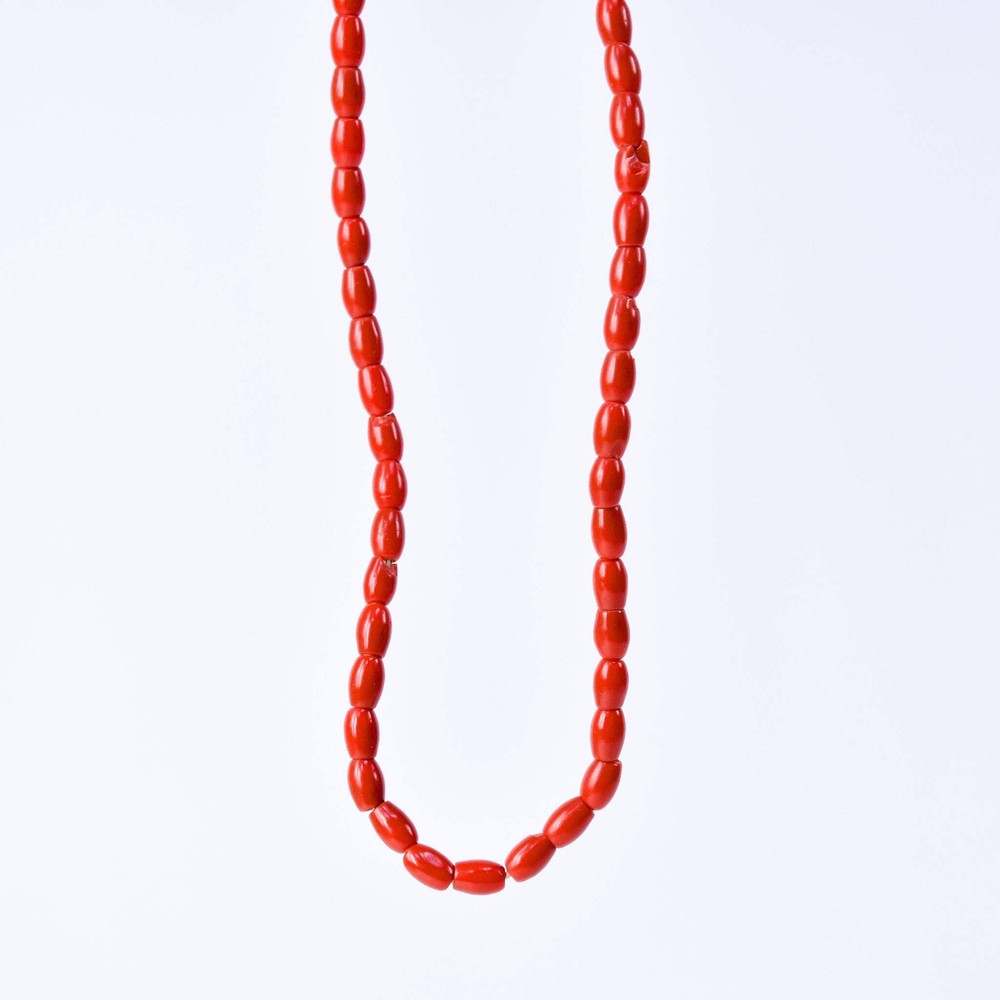 Bohemian Rice Molded Red Trade Beads