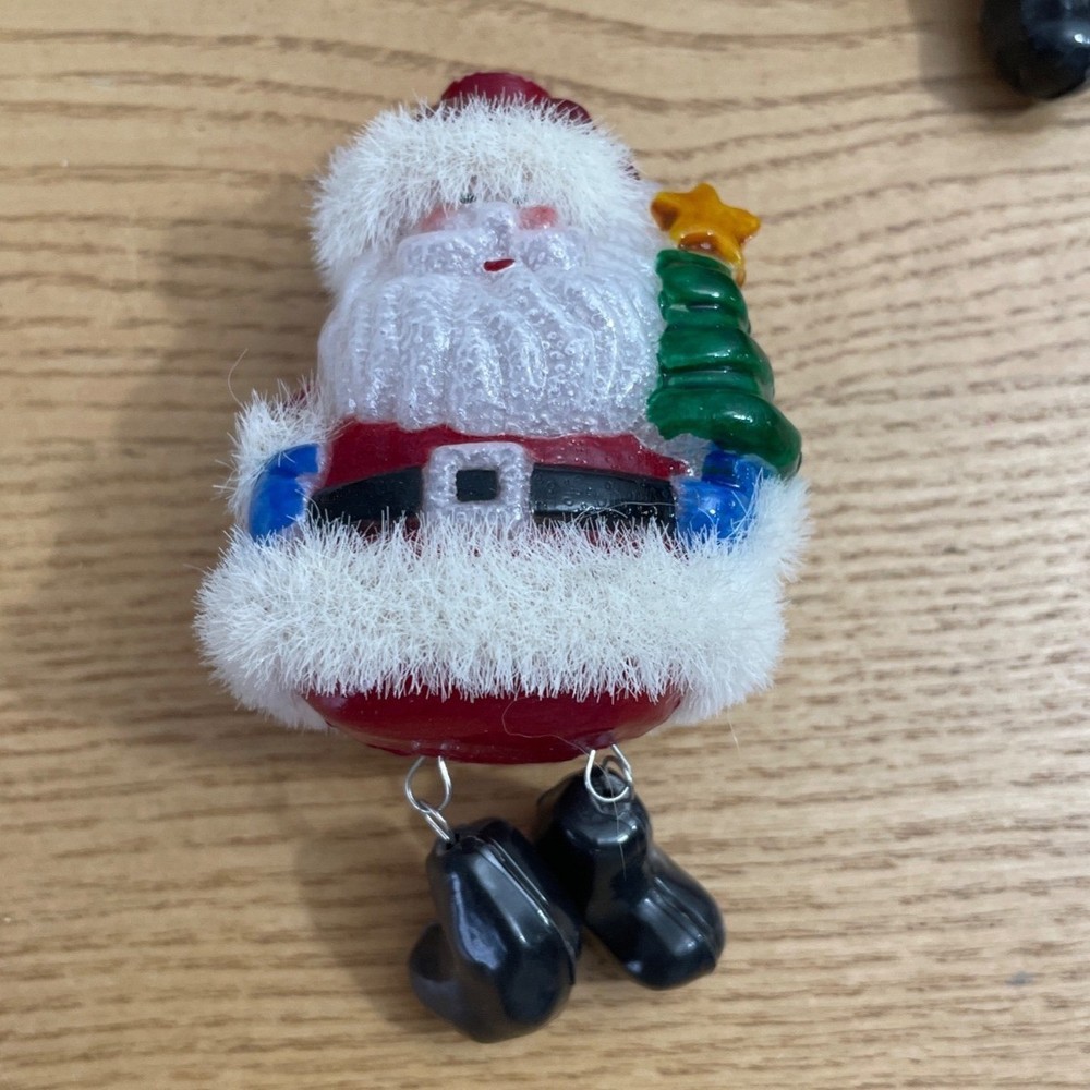 Vtg Blow Mold Plastic Santa String Light Covers Set10 Christmas Tree Dangle Legs