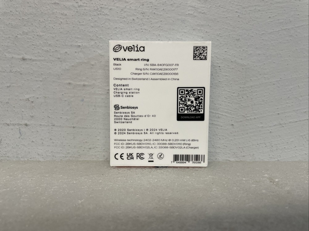 Velia Smart Ring Size US 10 Black New Open Box