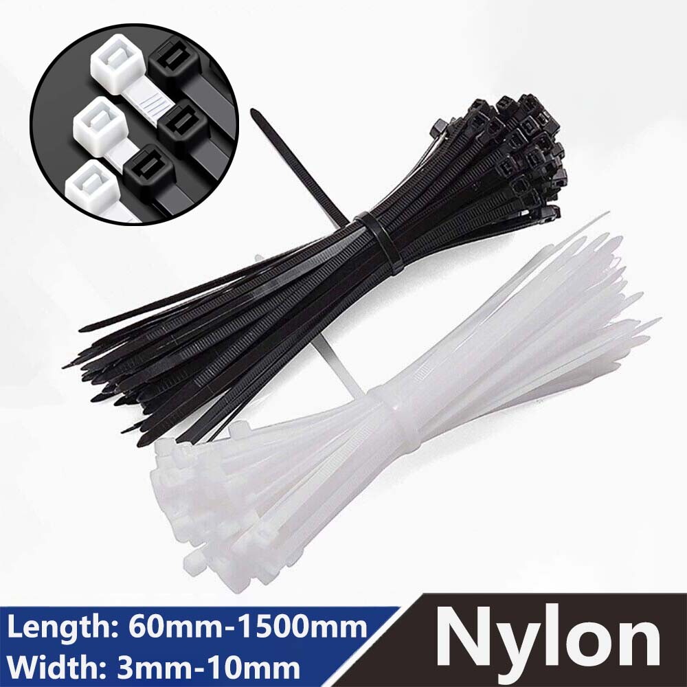 Cable Ties White & Black Natural Nylon Plastic Zip Tie Wraps VARIOUS SIZES