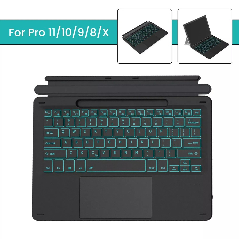 For Microsoft Surface Pro 11 10 9 8 X Slim Backlit Wireless Bluetooth Keyboard