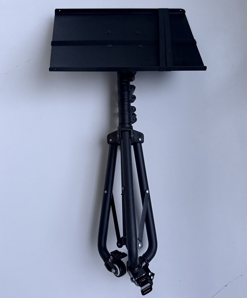 Adjustable Rolling Music Stand for iPad/Tablet - Tripod Locking Wheels