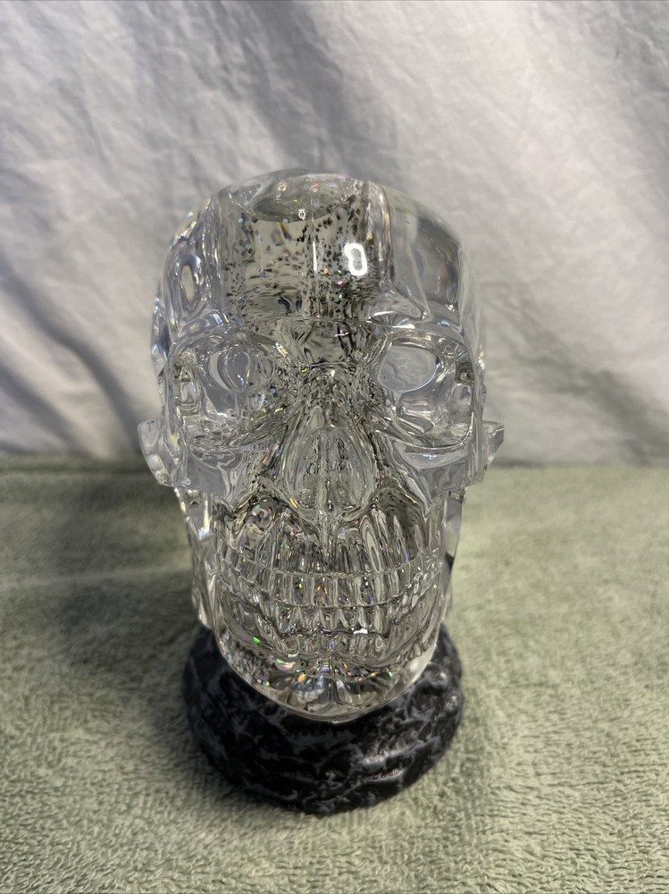 Halloween Crystal Skull LED Lighted Snow Globe. Automatic Glitter Shaking. S4