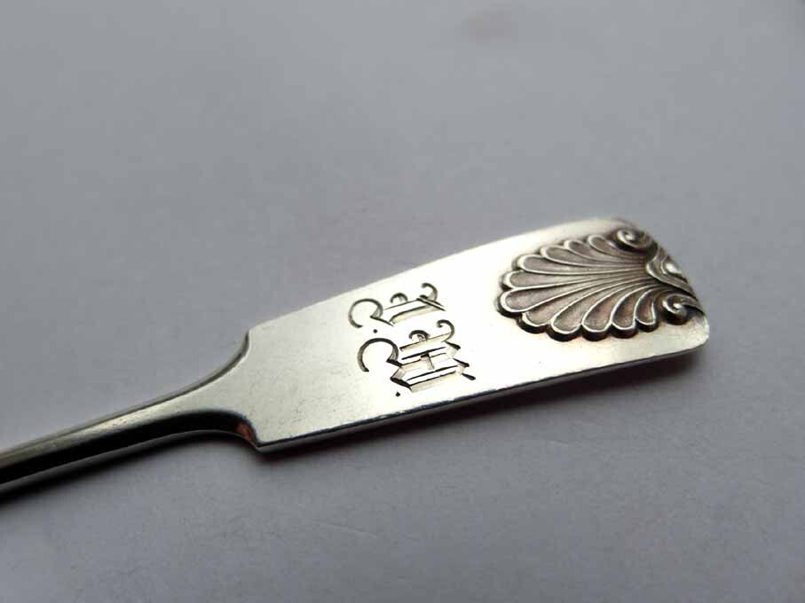 Old Lemon Fork/Serving Fork, Finland, Shell, Silver, around 1922 G562